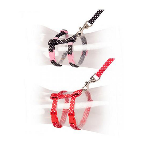 Postroj DUVO+ nylon bodkovaný CAT čierna/červená 20-35cm/10mm - 125cm