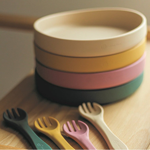 PETITE&MARS Tanier silikónový s prísavkou TAKE&MATCH Dusty Rose 6m+