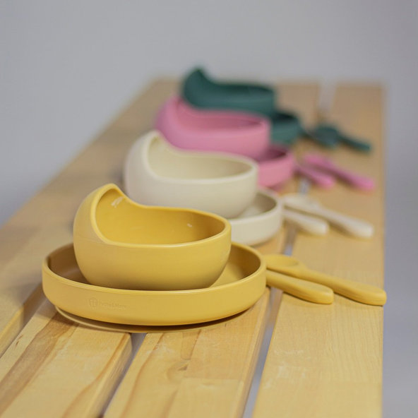 PETITE&MARS Tanier silikónový s prísavkou TAKE&MATCH Dusty Rose 6m+