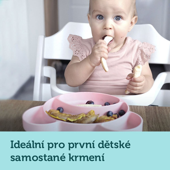 CANPOL BABIES Tanier silikónový delený s prísavkou Medvedík ružový