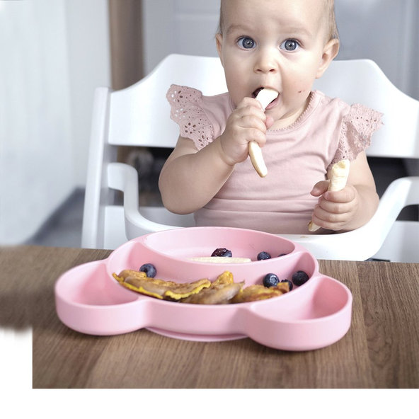 CANPOL BABIES Tanier silikónový delený s prísavkou Medvedík tyrkysový