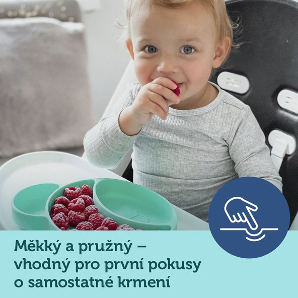 CANPOL BABIES Tanier silikónový delený s prísavkou Medvedík tyrkysový