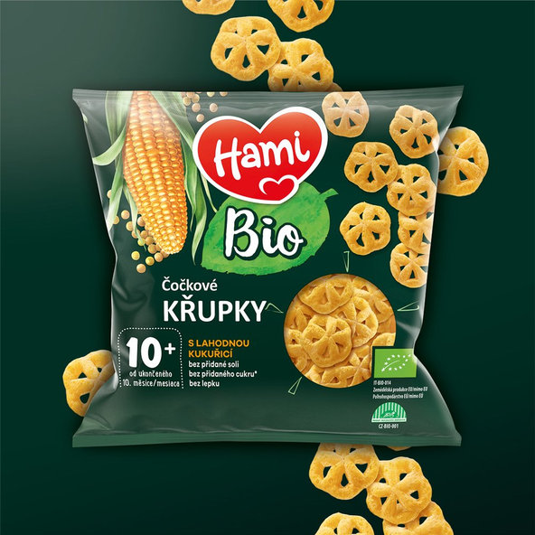 HAMI BIO Chrumky šošovicové s lahodnou kukuricou 20 g, 10+