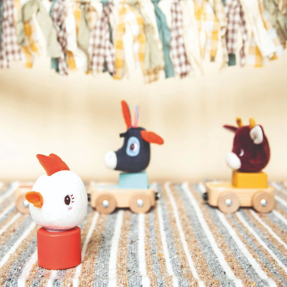 LILLIPUTIENS Súprava 3 drevených autíčok - Farma