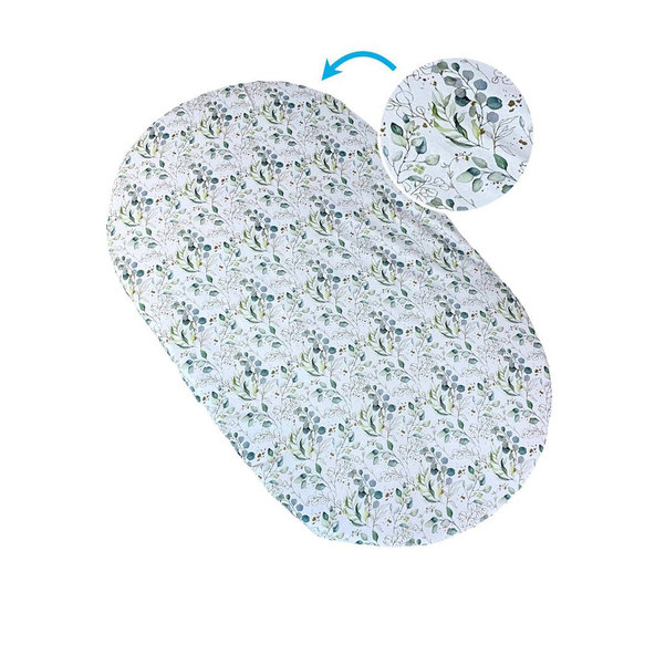 MIMIKO Prestieradlo na oválny matrac 
Zelene listky
