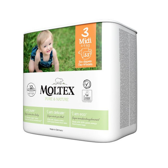MOLTEX Pure&Nature Plienky jednorazové 3 Midi (4-9 kg)
