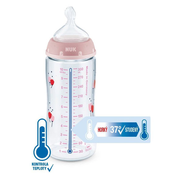 NUK FC+ fľaša Mickey s kontrolou teploty, 300 ml - šedá