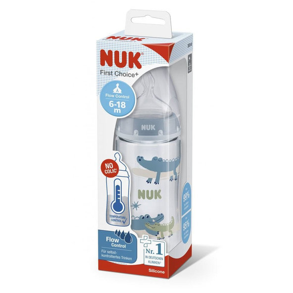 NUK FC+ fľaša s kontrolou teploty 300 ml - modrá