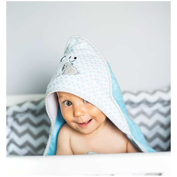 BABYONO Osuška s kapucňou Bamboo 100 x 100 cm - modrá