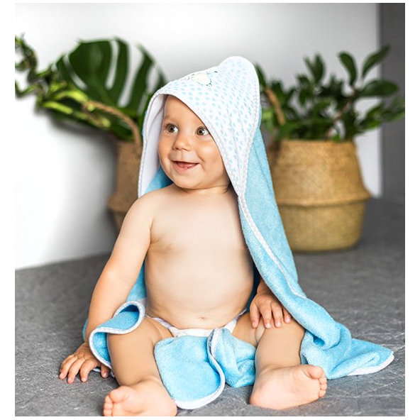 BABYONO Osuška s kapucňou Bamboo 100 x 100 cm - modrá