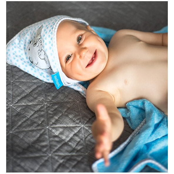 BABYONO Osuška s kapucňou Bamboo 100 x 100 cm - modrá