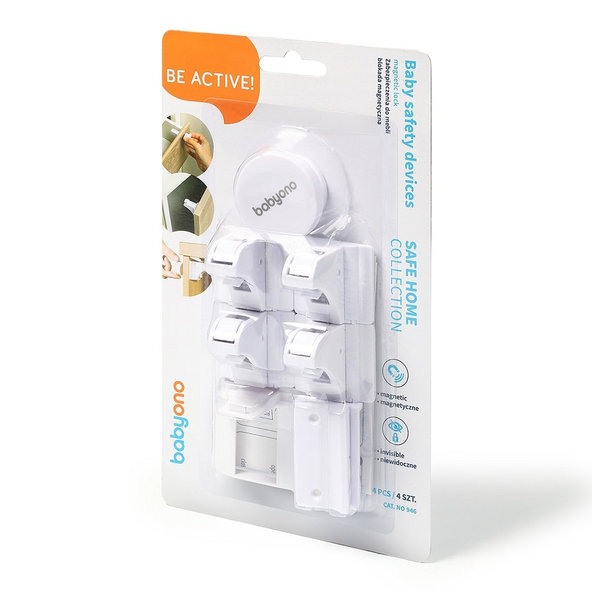 BABYONO Zámky bezpečnostné magnetické White 4 ks