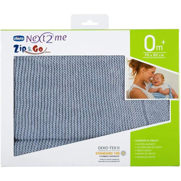 CHICCO Deka pletená Tricot Blanket Light Grey 90x70 cm