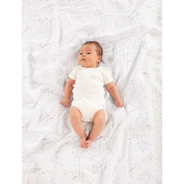 CHICCO Prikrývka a zavinovačka bavlnená Ovečka a macko grey 2ks, 110x110 cm