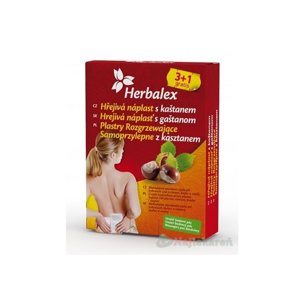 Herbalex Hrejivá náplasť s gaštanom na bolesť 4 ks