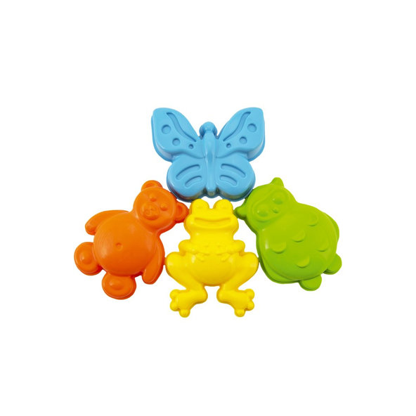 TEDDIES Formičky Bábovky na piesok zvieratká 4 ks, 12m+