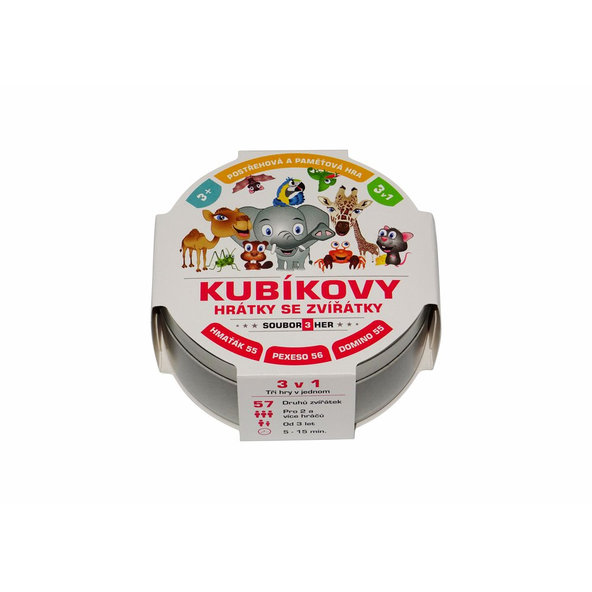 TEDDIES Kubíkove hry so zvieratkami 3v1 v plechovej krabičke