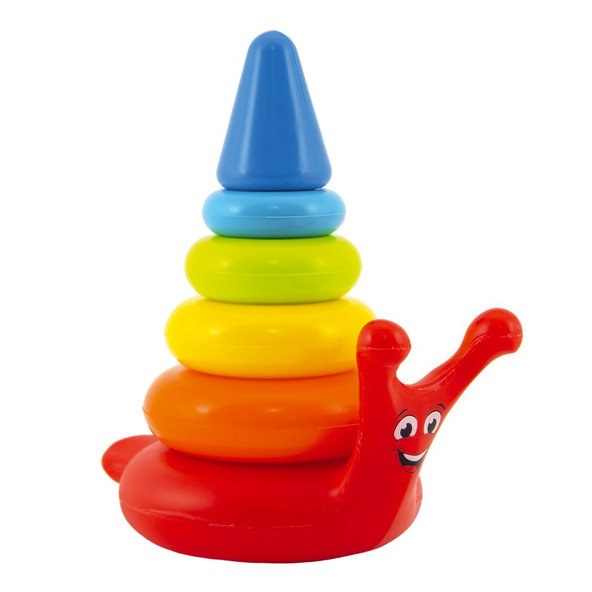 TEDDIES Skladačka pyramída krúžky slimák 6 ks, 12m+