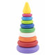 TEDDIES Skladačka pyramída s krúžkami mix so žltou, 12m+