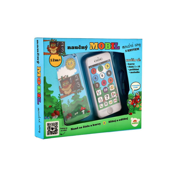 TEDDIES Telefón náučný mobilný s krytom Múdra sova, 12m+