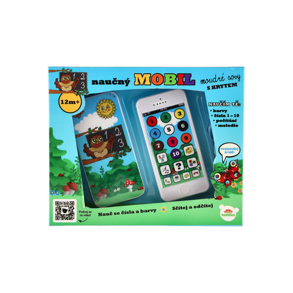 TEDDIES Telefón náučný mobilný s krytom Múdra sova, 12m+