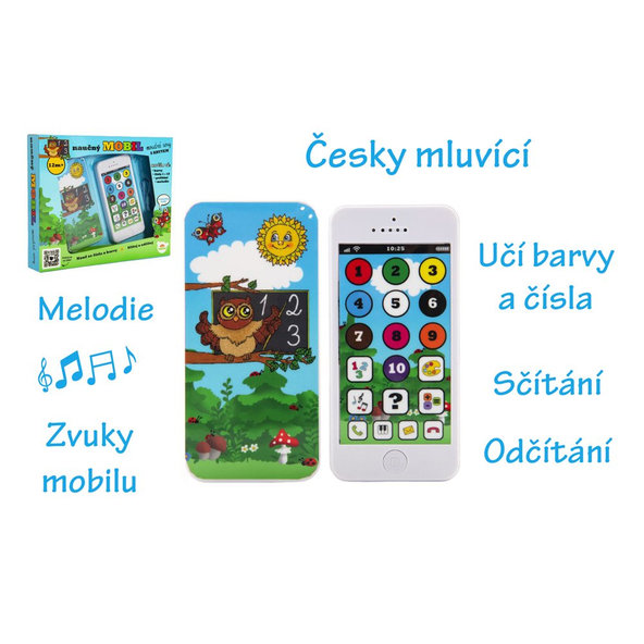 TEDDIES Telefón náučný mobilný s krytom Múdra sova, 12m+