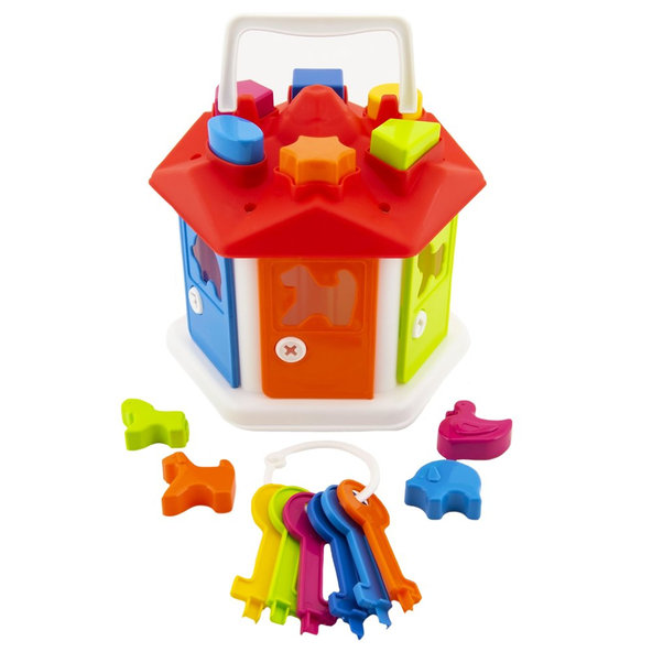 TEDDIES Vkládačka domeček s klíči se zvířátky 12m+