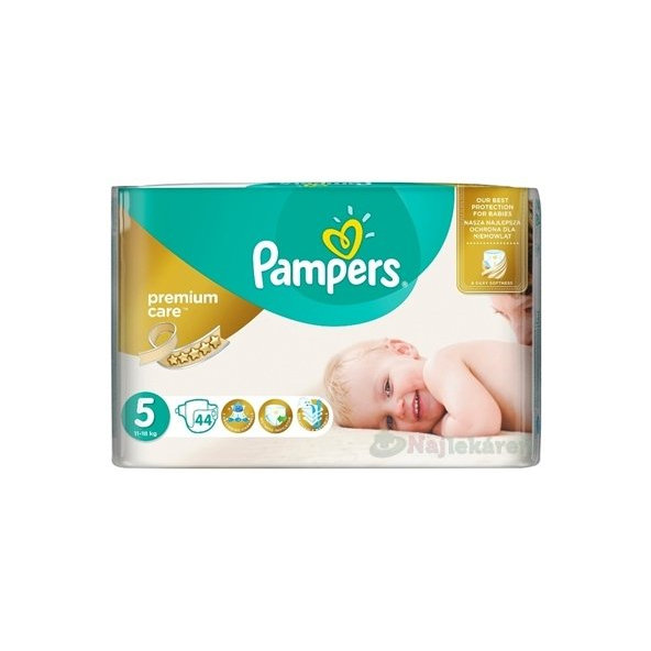 PAMPERS PREMIUM CARE 5 Junior detské plienky, 44ks