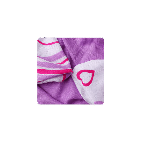 KIKKO Bambusové ubrousky Hearts&Waves 30x30 (9 ks) - lilac