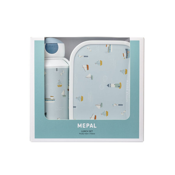 LITTLE DUTCH Desiatový set (fľaša 400ml+box) Námornícky záliv