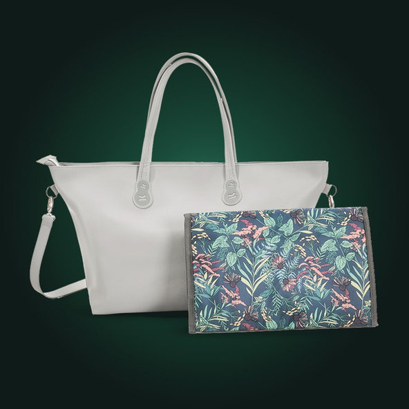 KINDERKRAFT Taška prebaľovacia Treasurebag Light Grey Nature Vibes, Premium