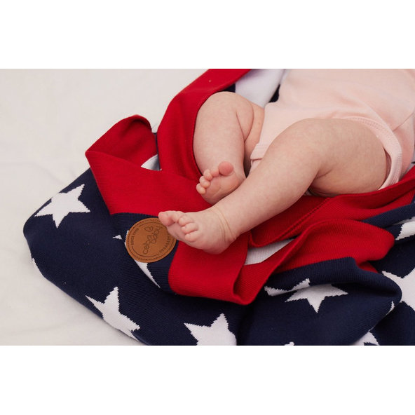 CEBA Deka pletená v darčekovom balení 90x90 modré hviezdy