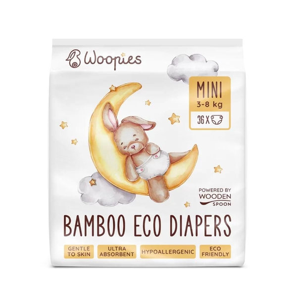 WoodenSpoon Woopies detské EKO plienky MINI (3-8kg) 36ks
