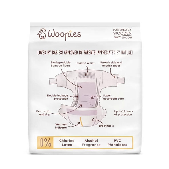 WoodenSpoon Woopies detské EKO plienky SMALL (6-10kg) 32ks