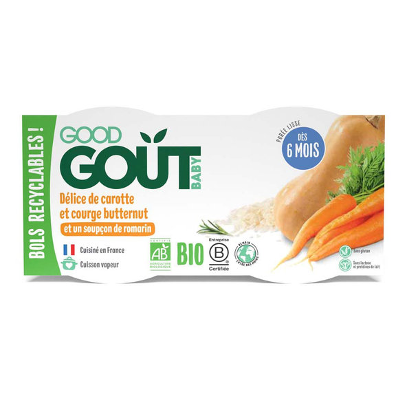 2x GOOD GOUT BIO Pyré z maslovej tekvice a mrkvy 190 g