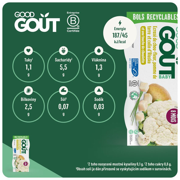 2x GOOD GOUT BIO Treska pestrá s karfiolom a zemiačiky 190 g