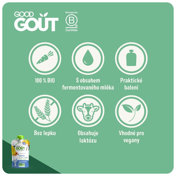 GOOD GOUT BIO Jogurt, hruška a vanilka 90 g – ovocný príkrm