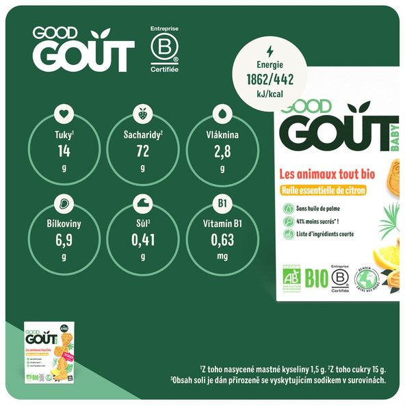 GOOD GOUT BIO Zvieratká citrónové 80g