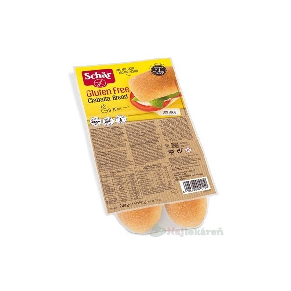 Schär CIABATTA, Bezgluténové, predpečené žemle, 200g