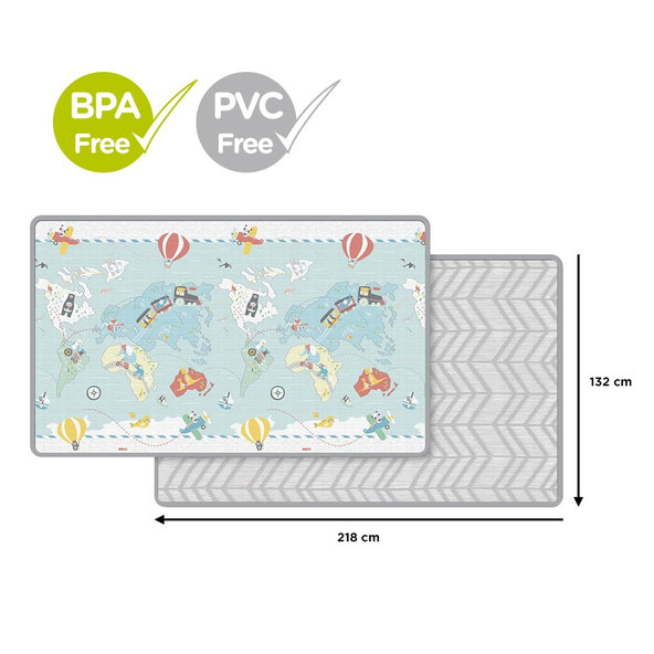 SKIP HOP Podložka na hranie bez PVC a BPA  218x132cm Malý cestovateľ 0m+