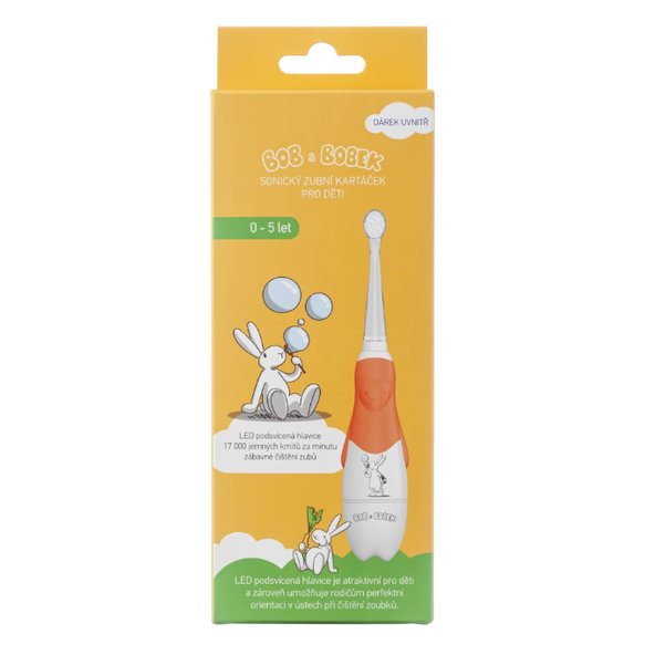 Bob a Bobek detská sonická zubná kefka, oranžová 0-5 rokov