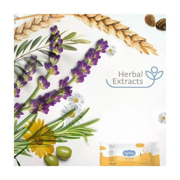 Detské vlhčené utierky s harmančekom Bebble 54 ks