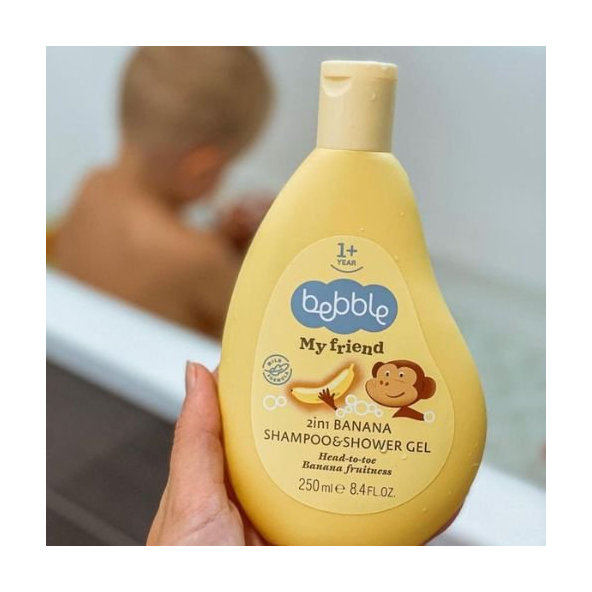 Detský šampón a sprchový gél 2v1 banán Bebble 250 ml