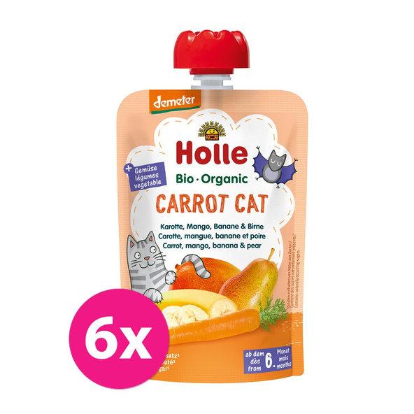 6x HOLLE Carrot Cat Bio pyré mrkva mango banán hruška 100 g (6+)