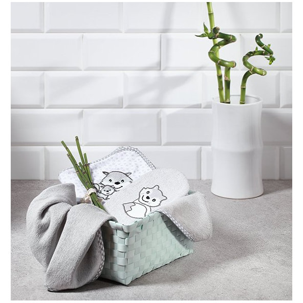 BABYONO Osuška s kapucňou Bamboo 100 x 100 cm - šedá