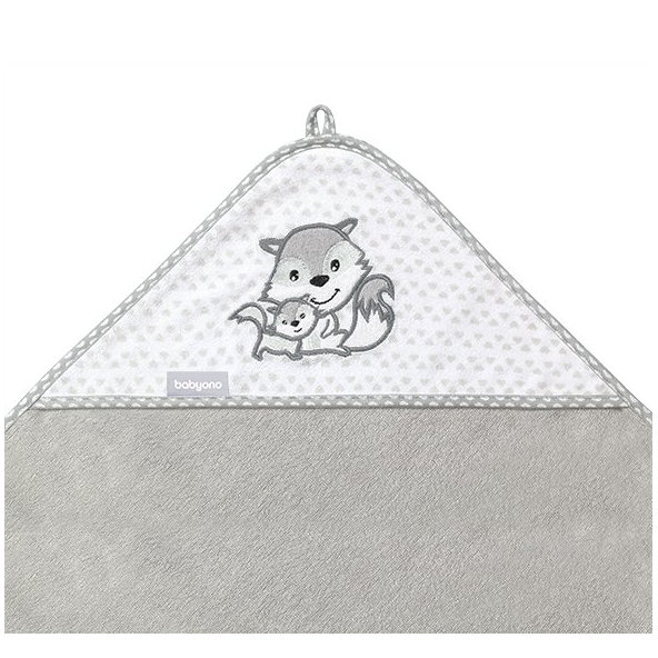 BABYONO Osuška s kapucňou Bamboo 100 x 100 cm - šedá