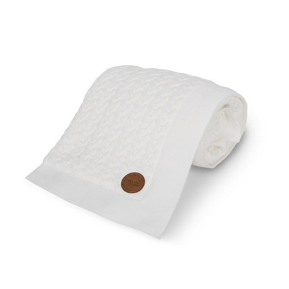 CEBA Deka pletená s kožušinkou v darčekovom balení 90x90 zimný vrkoč biely