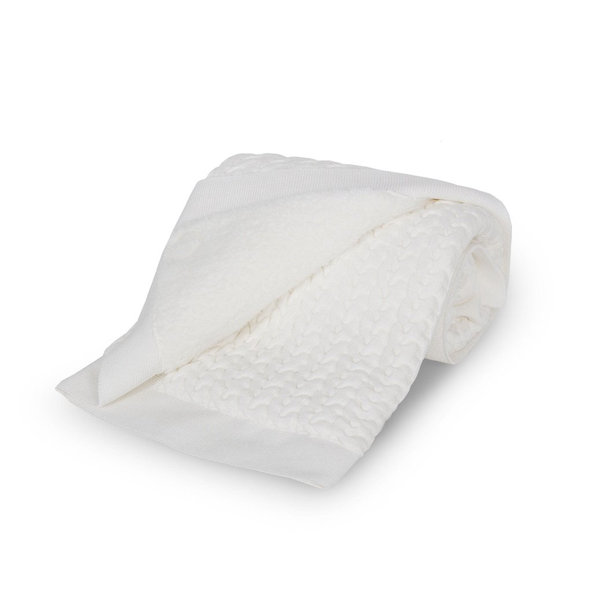 CEBA Deka pletená s kožušinkou v darčekovom balení 90x90 zimný vrkoč biely