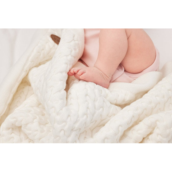 CEBA Deka pletená s kožušinkou v darčekovom balení 90x90 zimný vrkoč biely