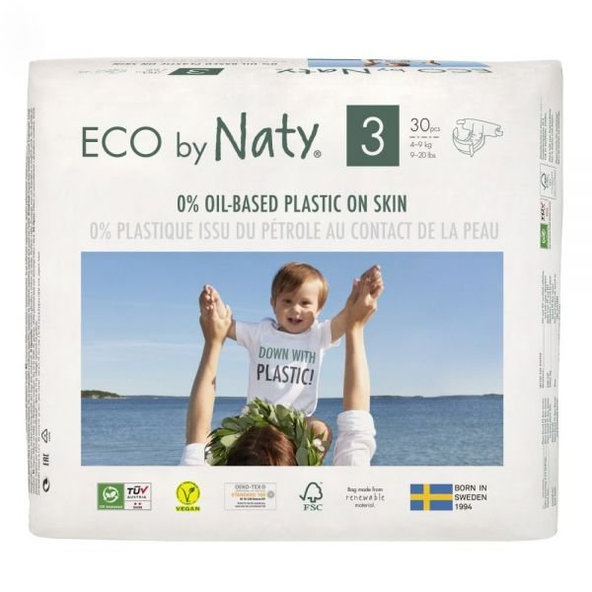 3x ECO BY NATY Plienky jednorazové 3 (4-9 kg) 30 ks